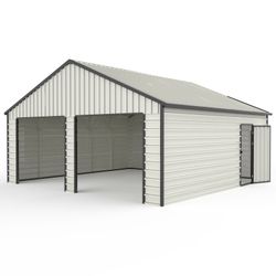 23FT x 22FT Double Door Garage Metal Shed with Side Entry Door,Can Storage Power Tools, Motorized Machinery, Farm Equipment, Pick Up Truck