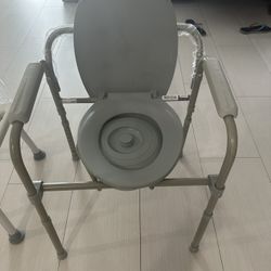 3-in-1 Bedside Commode Chair – Steel Folding Frame, 7.5 QT Bucket, 350 lb Weight Capacity