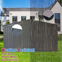 Backyard Storage Shed 11' x 12.5' with Galvanized Steel Frame & Windows, Outdoor Garden Shed Metal Utility Tool Storage Room with Lockable Door for Pa