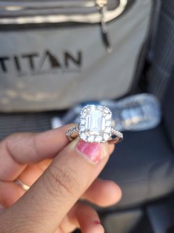 White gold diamond ring 3.5 karat diamond emerald cut