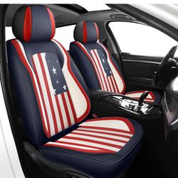 Patriotic American Flag Seat Covers, Front & Rear Waterproof Leather Car Seat Covers, Car Seat Cushion Fit for Fits for Sedans SUV Pick-up Truck