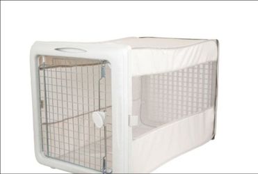 White Fabric Dog Crate with Wire Door
