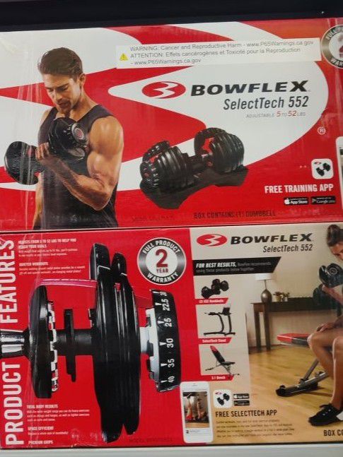 Set Of Two New Bowflex Adjustable Dumbbell Weights 