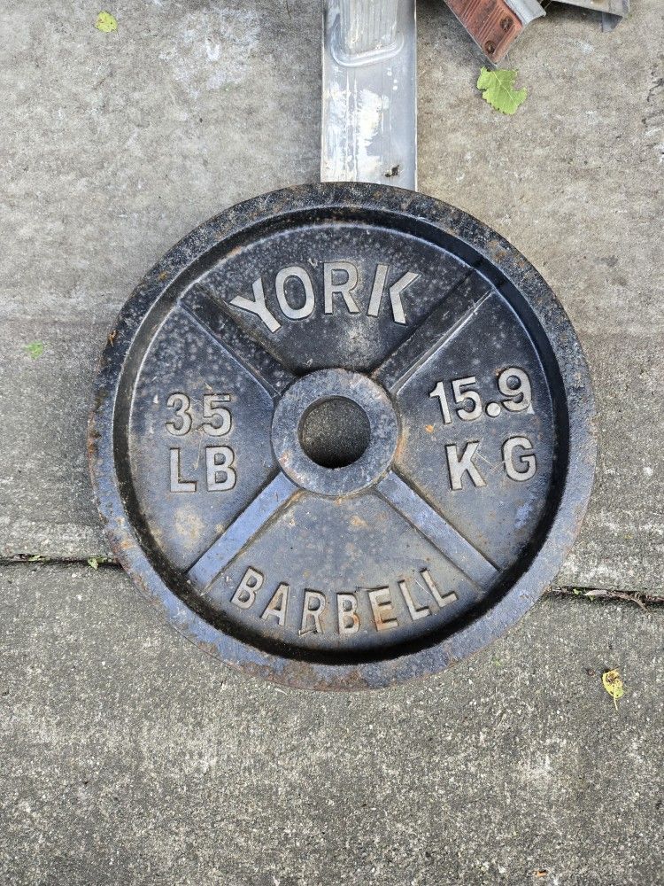 Single York 35lb Olympic Weight Plate--
