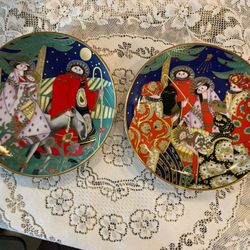Two beautiful Plates. Fabergé. The Holy Family And The Nativity.