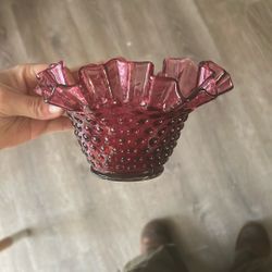 Cranberry Hobnail Bowl