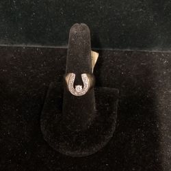 14 Karat, Yellow, Gold And Diamond Horseshoe Ring