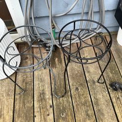 2 wrought iron plant stands indoor or outdoor