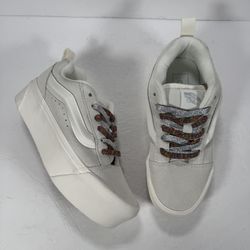 Vans Knu Stack Chunky Platform White Suede Muticolor Laces Sneakers Women Size 6