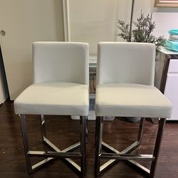 2 Faux Leather Bar Stools 