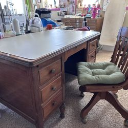 Antique Oak Bankers Desk