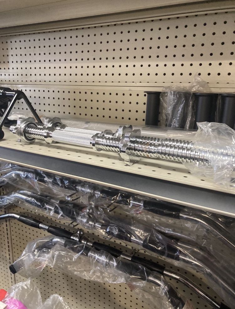 18 Inch Chrome Solid Steel DUMBBELL HANDLE SET!