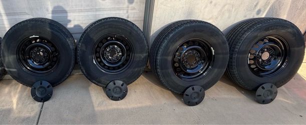 4 Black Sprinter wheels - Rims, Tires, lug nuts, TPMS & 4 caps - $225 (Pacific Beach)