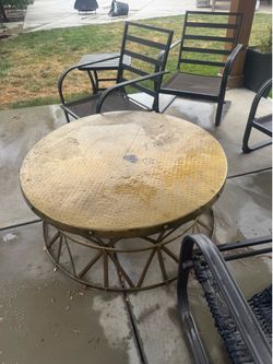 Brass round coffee table
