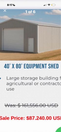 40 x 80 x 16 pre-fabricated metal building package