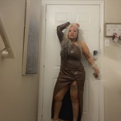 Brown Split Long Dress