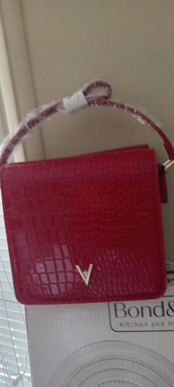 Red Croc-Embossed Mini Handbag
