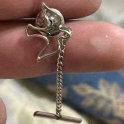 Silver tone Dove Bird outline shape tie pin  