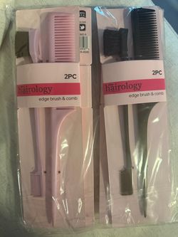 Hairology 2PC Edge Brush & Comb Set Lot, Quantity 6