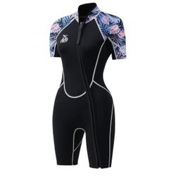 3mm Shorty Wetsuit for Women - Neoprene Dive Skin Front Back Zip Scuba Diving Suit for Cold Water Snorkeling Surfing Swimming-XXL