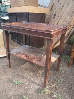Vintage Wood Tea Cart / 2-Tier Service Side Table