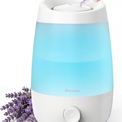 BREEZOME 2.5L Top Fill Humidifiers for Bedroom, 250ml/h Mist Output, 25hrs Humidifiers for Home, 7 Adjustable LED, Essential Oil Diffuser, 25dB Ultras