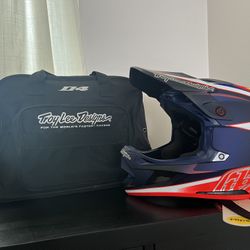 New Troy Lee Designs D4 Carbon MTB Helmet W/Mips Lines (Black/Red) Medium