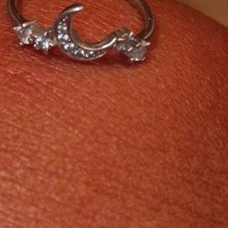 Moon And Stars Silver Ring 