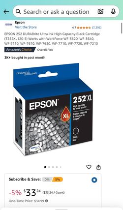 9 New, unopened Epson 252XL Ultra High-Capacity ink cartridges