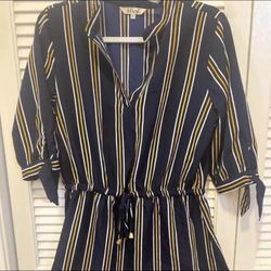 Hint of Blush Striped Dress Blue White Women's Plus 