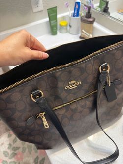 Coach Signature Tote Bag Brown Black