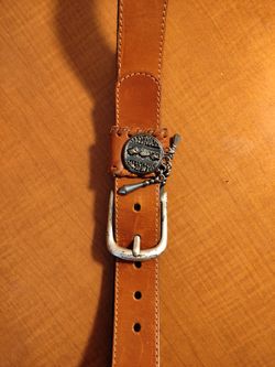 High Quality Made In USA Leather Belt With Italian Buckle 50" Tip To Tip 