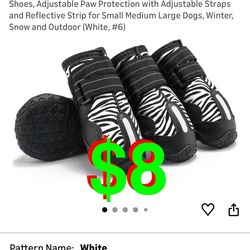 Waterproof Dog Boots, Non-Slip Durable Dog Shoes, Adjustable Paw Protection with Adjustable Straps and Reflective Strip for Medium Large Dogs, Winter,