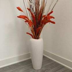 Tall Ceramic Vase With Arrangement 