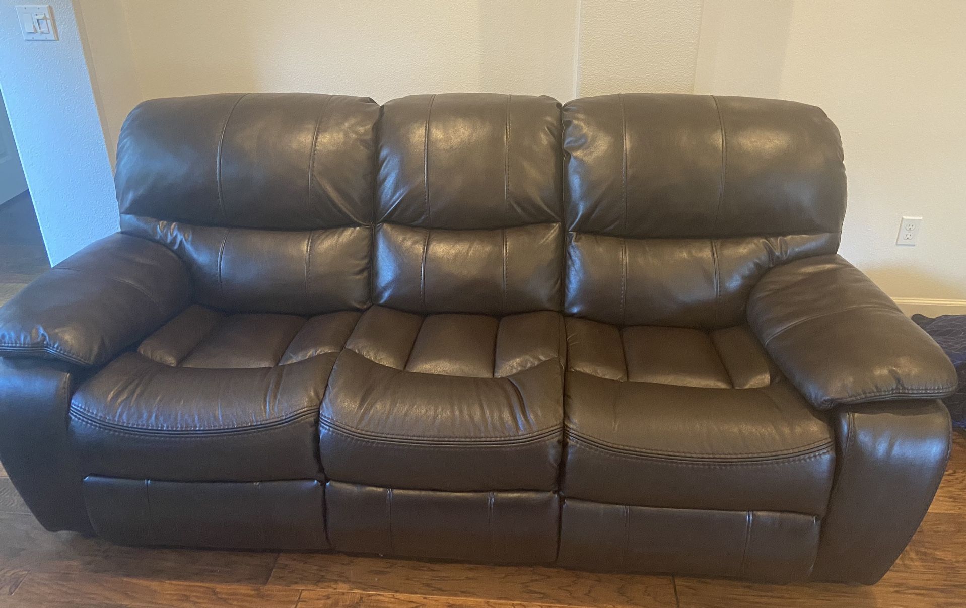 Brown Leather Recliner 3 Seater