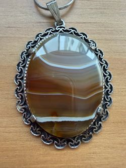 Agate gemstone statement pendant necklace