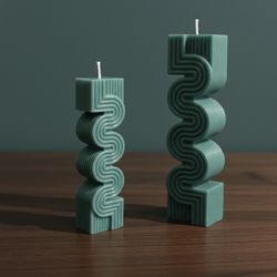 Geometric Decorative Teal Candle 