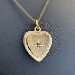 Jewelry 10k solid yellow 16” Heart necklace chain 0.005 CT 2.0 grams 1.0mm