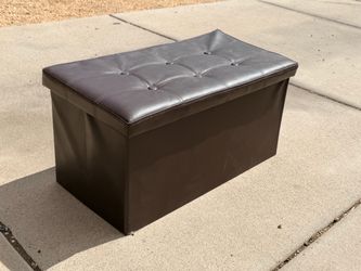 Brown Leather Storage Box (LxWxH: 15” x 30” x 15”)