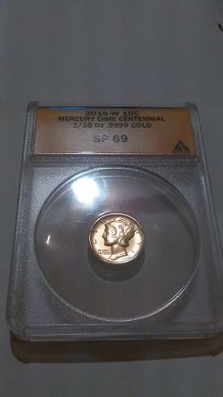 Gold 2016 w Mercury Dime ANACS .9999 Fine Gold