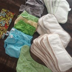 Cloth Diapers, Covers + Wet Bag