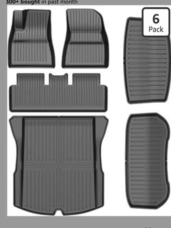 Tesla model 3 Black Rubber Car Floor Mats 6-Pack