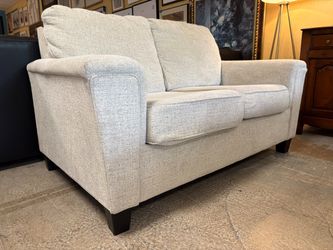 ASHLEY Sandy Beige Fabric Taper Arm Loveseat