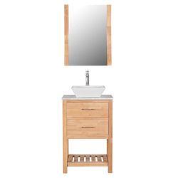 Santa Monica 24” W x 18” D x 41” H Bath Vanity with Marble Vanity Top with White Basin and Mirror