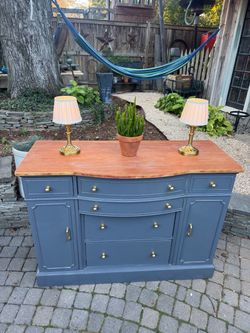 Refinished Buffet Sideboard with Wood Top