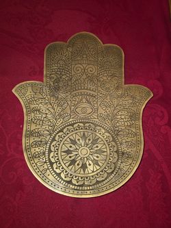 Vintage Brass Hamsa Hand Wall Hanging Dish