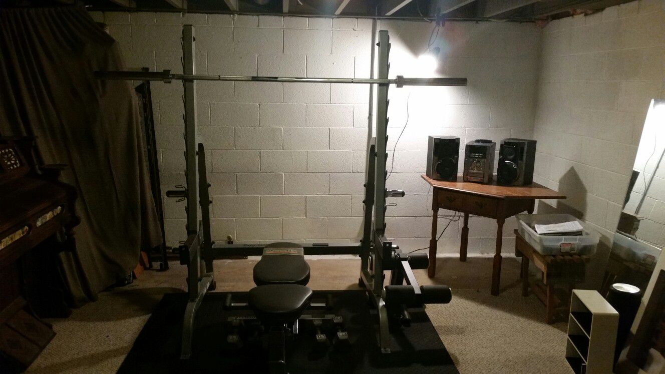 Work out bench and half cage work out equipment