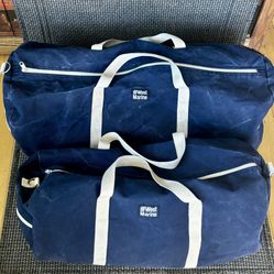 Vtg West Marine Duffle Boat Bag Set Sailing Nautical Navy Blue & White HEAVY DUTY