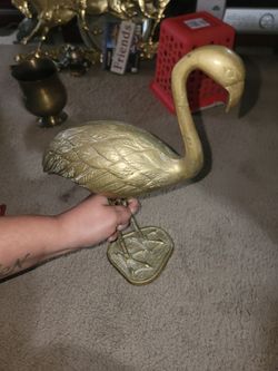 Vintage Brass Flamingo Figurine
