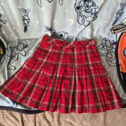 Red plaid skirt